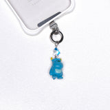 Blue vintage monster phone charm with a blue Swarovski crystal star and silver-tone hardware