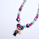 Pink & Silver Mouse Charm Necklace
