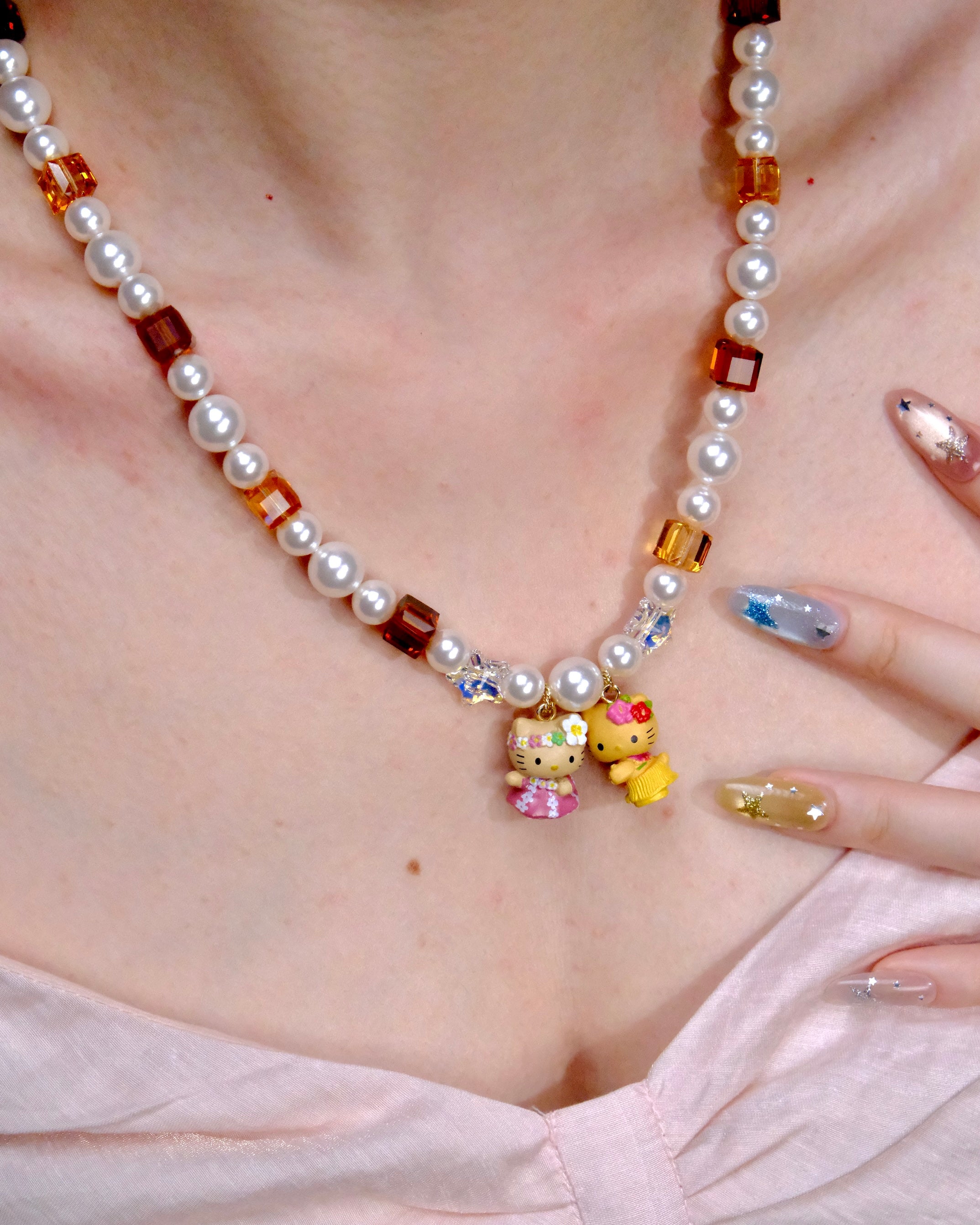 Back view of Hawaiian Dream Duo Necklace · handmade Swarovski crystal jewelry