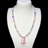 Pink Mermaid Cat Charm Necklace