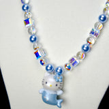 Blue Mermaid Cat Charm Necklace