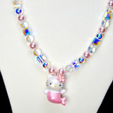 Pink Mermaid Cat Charm Necklace