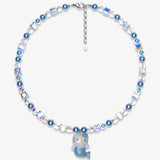 Blue Mermaid Cat Charm Necklace