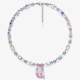 Pink Mermaid Cat Charm Necklace