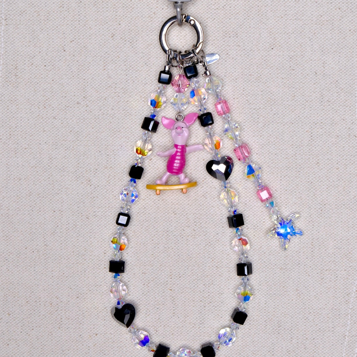 Black Swarovski Crystal Phone Chain