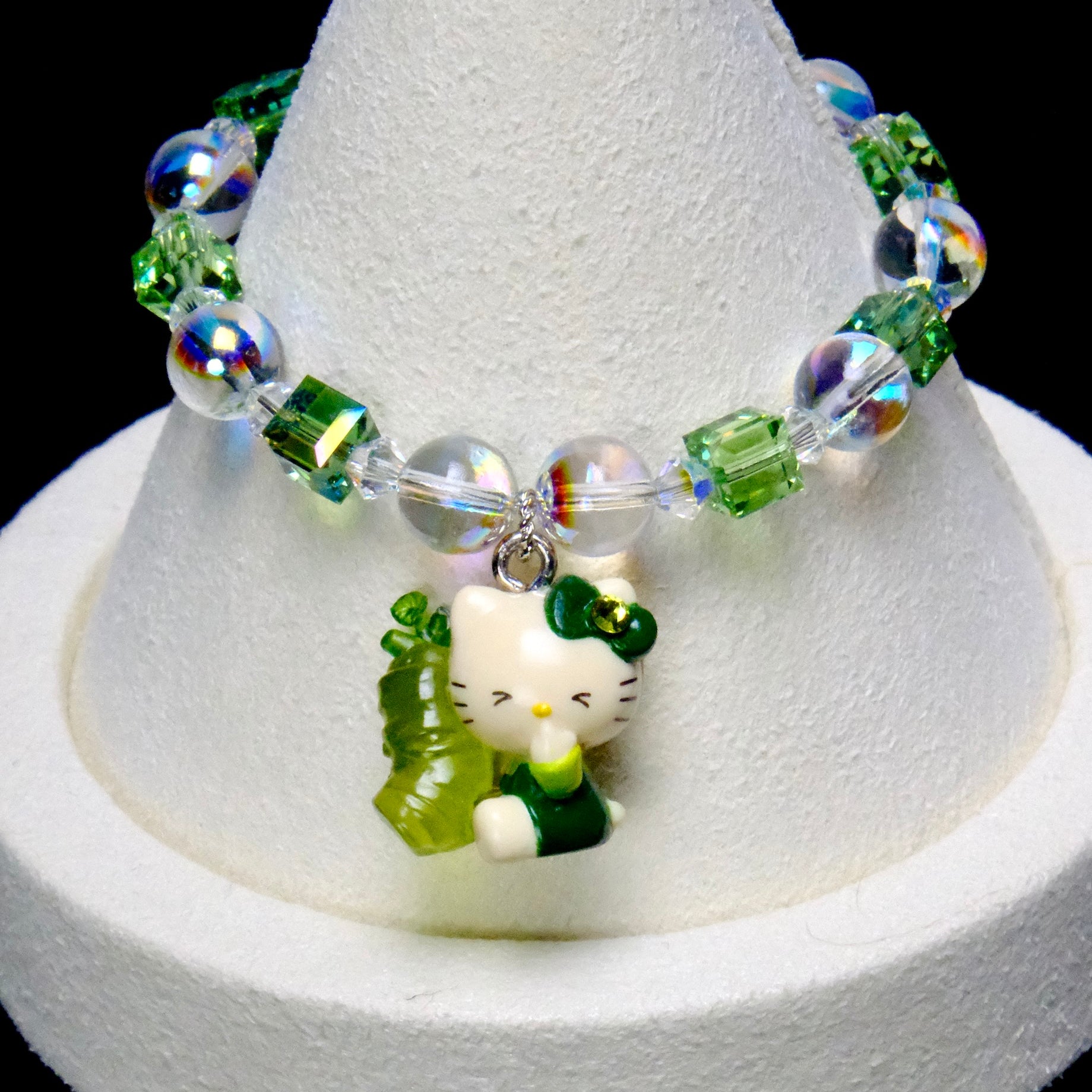 Green Glow Crystal Charm Bracelet