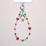 Red Heart & Green Crystal Phone Chain