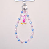 Pink & Blue Pearl Crystal Phone Chain