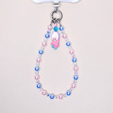 Pink & Blue Pearl Crystal Phone Chain
