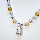 Golden Halo Crystal Cat Charm Necklace