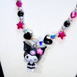 Midnight Bloom Pink & Black Crystal Necklace