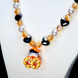 Amber Mischief Pearl & Crystal Charm Necklace