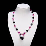 Pink Noir Cat Charm Necklace