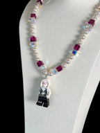 Vintage charm pendant with Swarovski rhinestones on handmade crystal necklace - unique gift for her