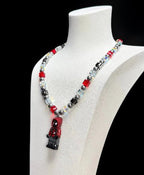 Vintage charm with Swarovski rhinestones close-up on handmade crystal necklace - unique gift for her