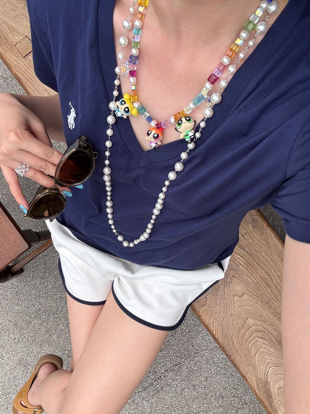 Power Trio Vintage Charm Swarovski Necklace