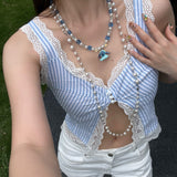 Blue Creature Necklace product photo, handmade charm necklace by Shinora Studio
