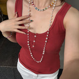 Luxe Layering Pearl (Opera) product photo, handmade charm necklace by Shinora Studio