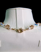 Handmade crystal charm necklace clasp detail - Swarovski beads and pearl accents