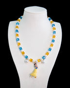 Multicolor crystal charm necklace with Swarovski pearls - handmade beaded jewelry by ShinoraStudio