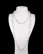 Long pearl necklace with Swarovski pearls in graduating sizes - handmade jewelry by ShinoraStudio