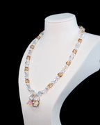 Vintage wedding charm pendants on handmade Swarovski crystal and pearl necklace - unique gift for her
