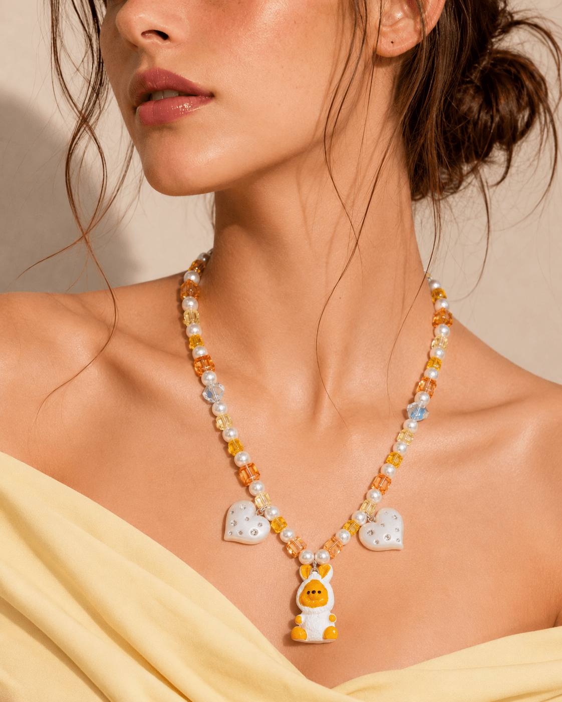 Product photo of Easter Bear Charm Necklace by Shinora Studio.