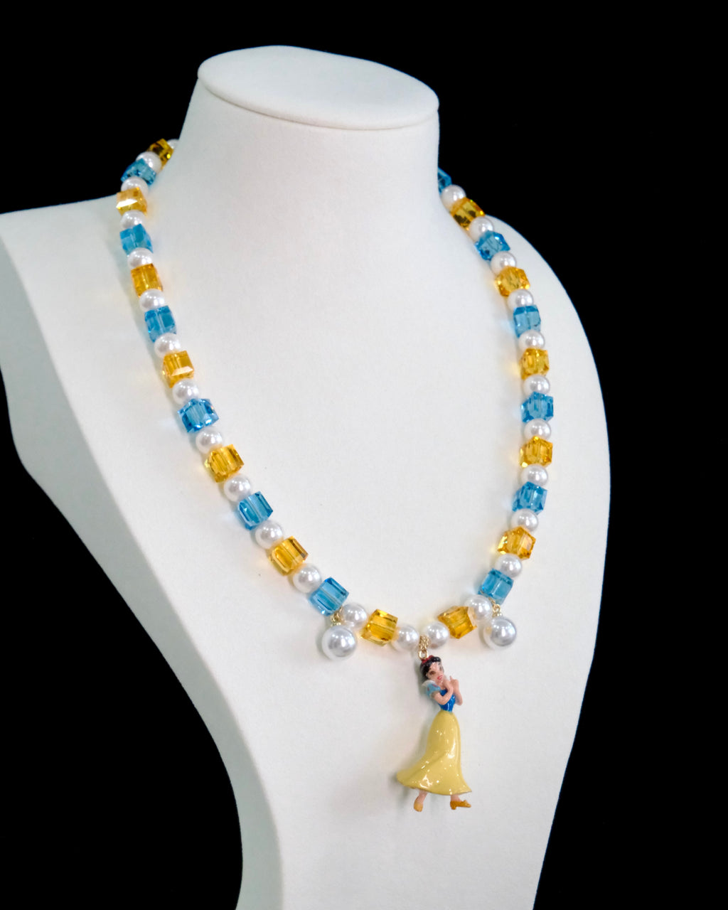 Vintage charm pendant on handmade Swarovski crystal and pearl necklace - unique gift for her