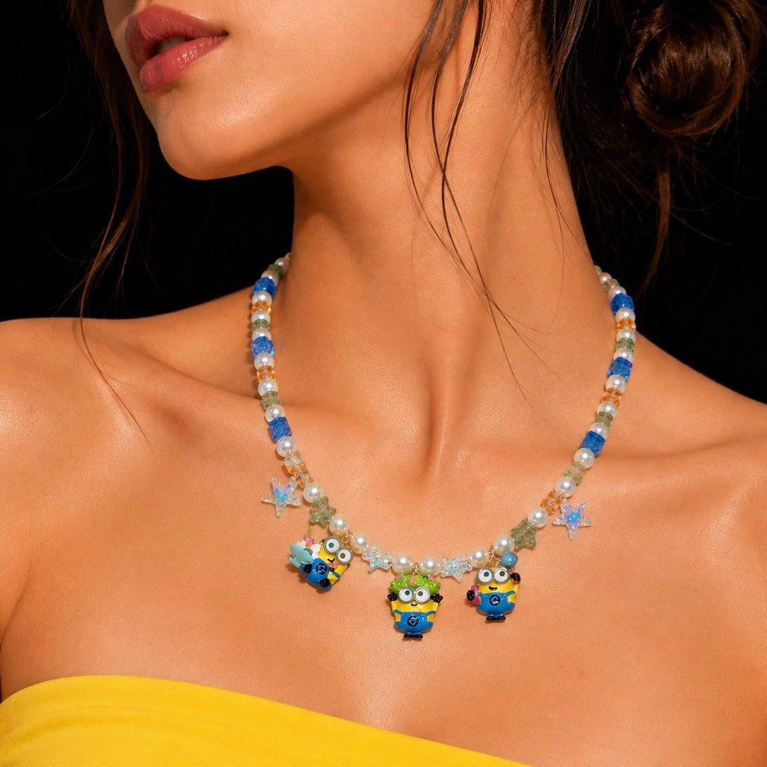 Product photo of Sunshine Trio Charm Necklace by Shinora Studio.