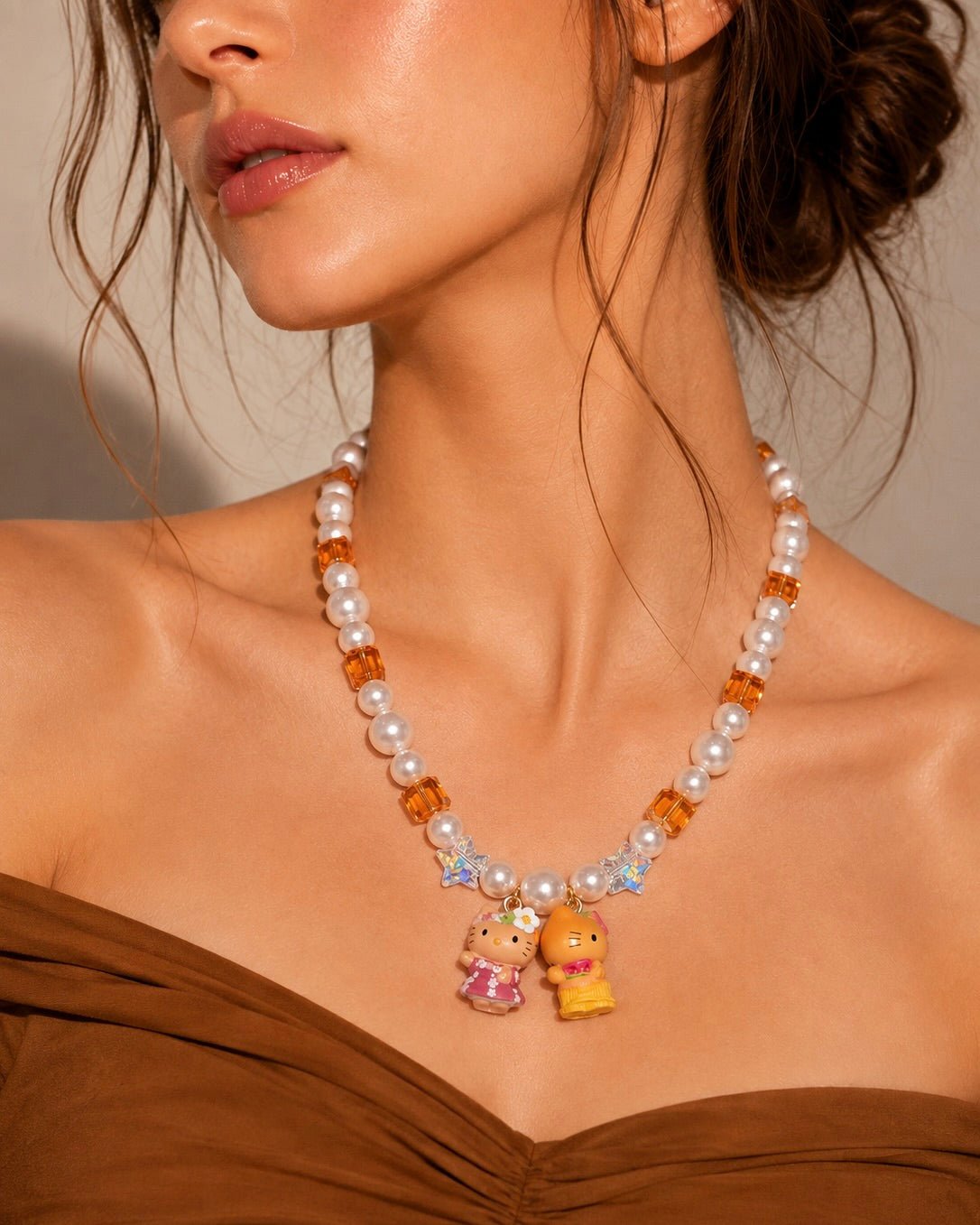 Product photo of Hawaiian Dream Duo Necklace by Shinora Studio.