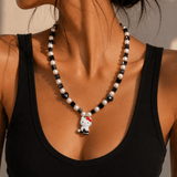 Product photo of Noir Court Crystal Charm Necklace by Shinora Studio.