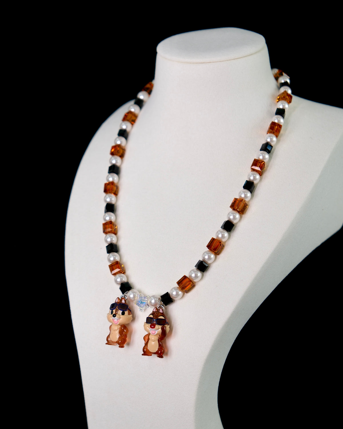 Retro Duo Sparkle Charm Swarovski Necklace