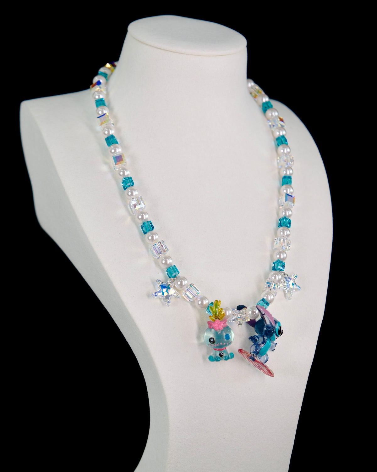 Surf Blue Stitch Charm Swarovski Necklace