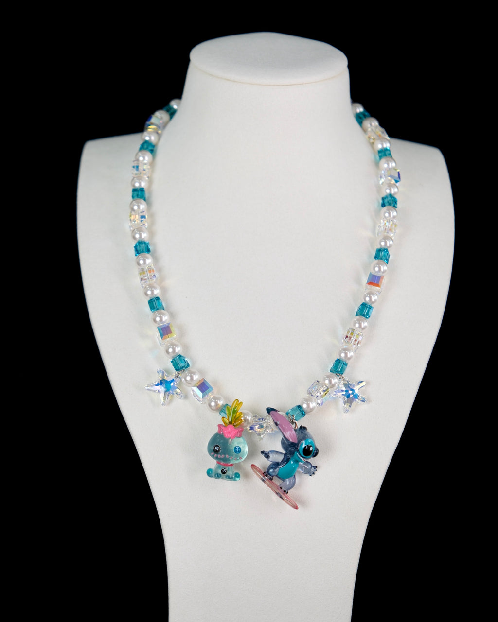 Surf Blue Stitch Charm Swarovski Necklace