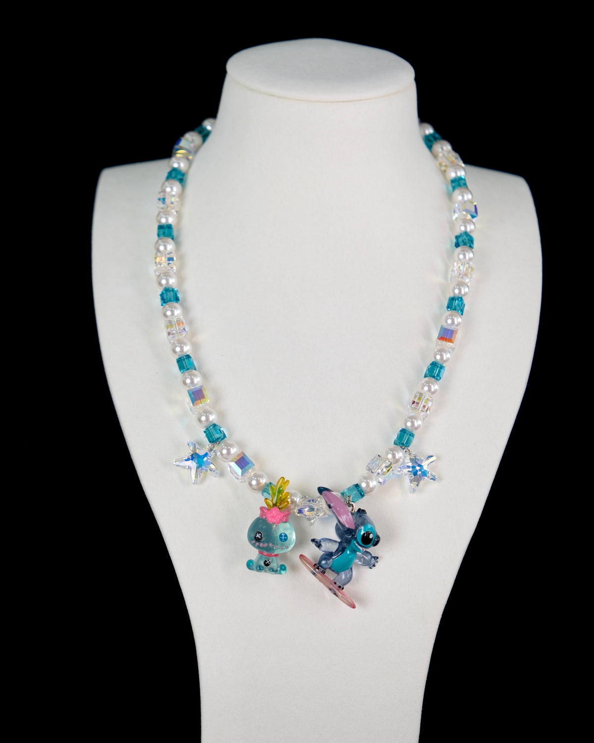 Surf Blue Stitch Charm Swarovski Necklace