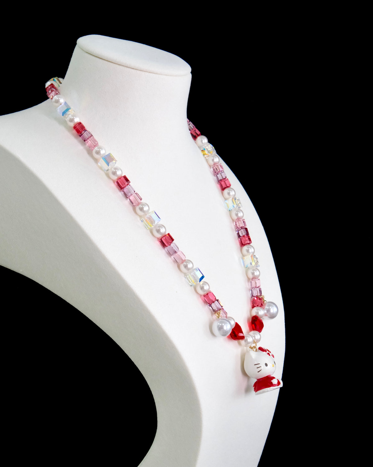 Gift-ready ShinoraStudio packaging for a handmade Swarovski crystal charm necklace with sweetheart-inspired collectible charm details